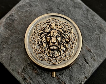 Lion pill box, lion pill case, animal pill box, leo pill box, gift idea for leo, bridesmaid gift, unique gift ideas, unique Christmas gift