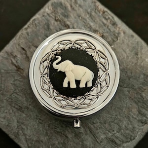 Elefant Cameo Pill Box, Silber Filigree, Reisepille Fall Bild 1