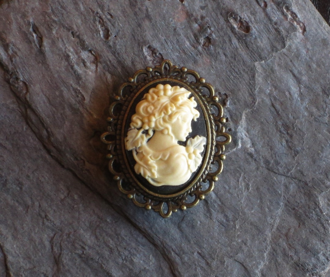 Small Cameo Brooch Black and Ivory Cameo Brooch Lapel Etsy Canada