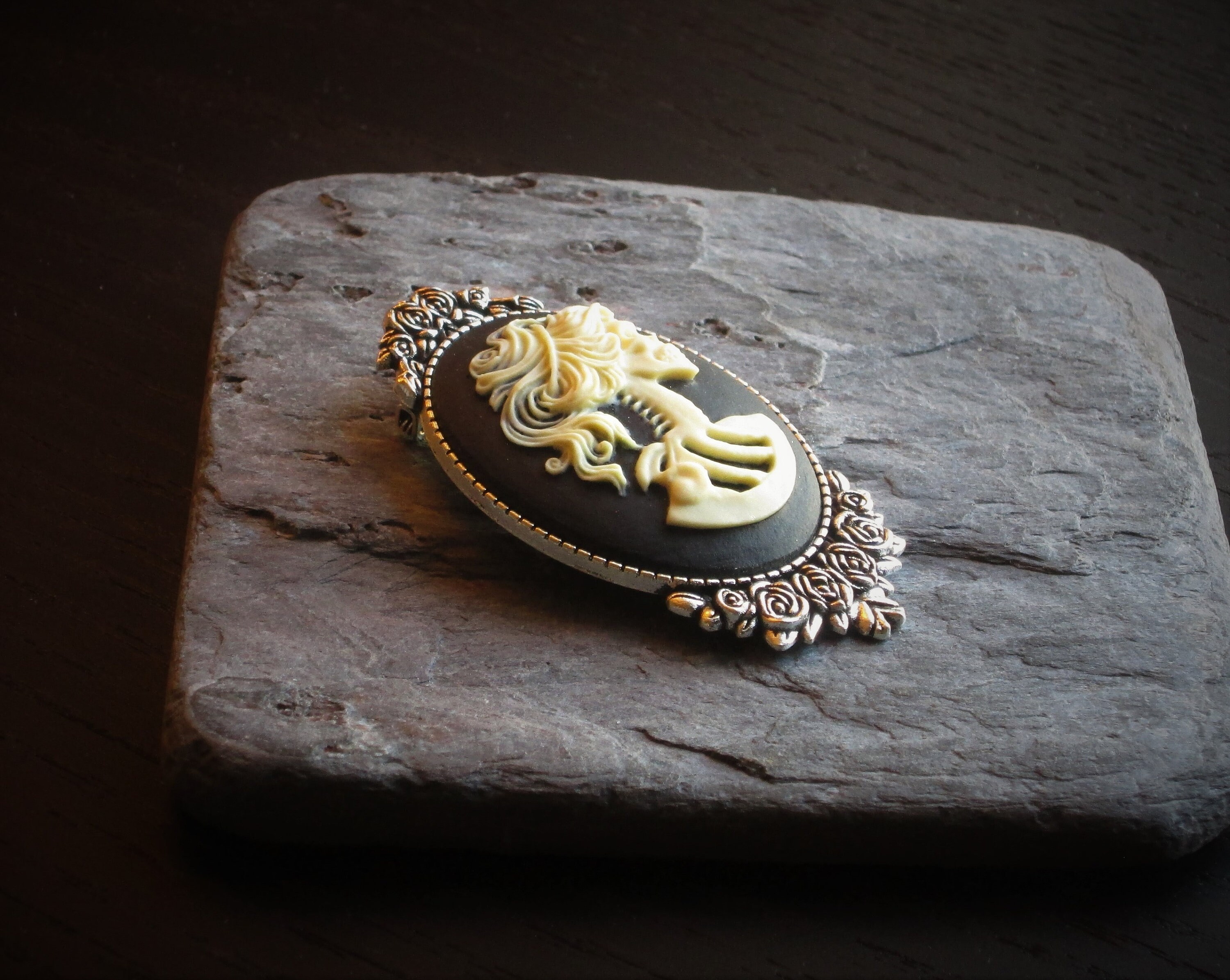 Skeleton Cameo Brooch Gothic Brooch Day of the Dead Brooch | Etsy
