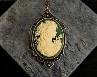 Irish green cameo necklace, irish cameo jewelry, st patricks day gift, holiday gift ideas, gift ideas for mom, unique Christmas gift