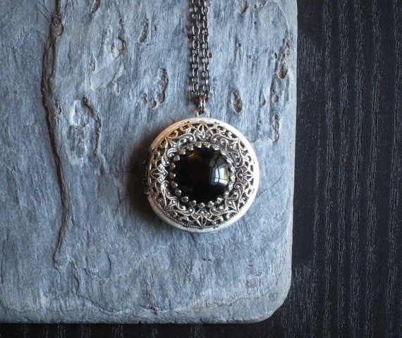 Onyx Locket Black Gemstone Locket Onyx Jewelry Black | Etsy