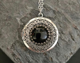 Collier Noir Avec Pendentif Argenté Filigrane Vintage - Longueur 41-45 Cm | Bijou Bohème