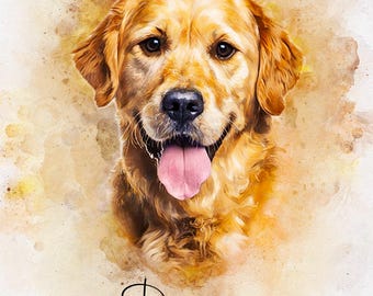 Retratos de mascotas personalizados en acuarela a partir de una foto, regalo de pintura de perro y gato personalizado, retrato de pared decorativo conmemorativo para mascotas