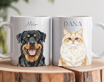 Custom Pet Mug from Photo + Name – Personalized Dog & Cat Photo Mug, Custom Pet Coffee Cup, Dog Mom Mug, Cat Dad Gift, New Pet Present