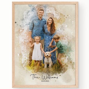 Custom Hand-Drawn Painting from photo, Custom Watercolor Family Portrait from photo, Personalized Mother Father gift, Gift from Daugther