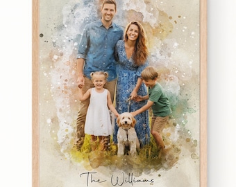 Benutzerdefinierte handgezeichnetes Gemälde vom Foto, benutzerdefinierte Aquarell Familienporträt vom Foto, personalisiertes Mutter-Vater-Geschenk, Geschenk von der Tochter