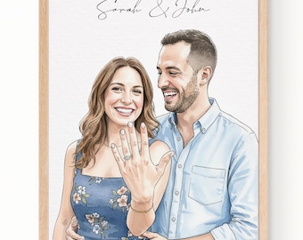 Ritratto personalizzato ad acquerello, regalo di anniversario, ritratto di matrimonio, dipinto da foto, regalo per moglie e marito, regalo di San Valentino