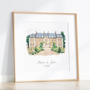 1st Wedding Anniversary Present, Wedding Venue Print, Painting from Photo, Couple Gift, Wedding Gift, Venue Sketch, Personalised Drawing