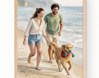 Custom Watercolor Family Portrait from photo, Hand-Drawn Painting , Personalized Mother Father gift, Gift from daughter