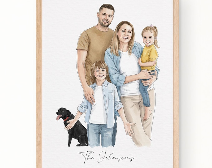 Custom Hand-Drawn Painting from photo, Custom Watercolor Family Portrait from photo, Personalized Mother Father gift, Gift from Daugther