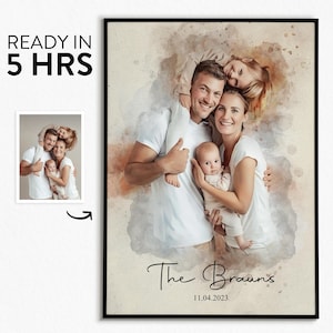 Custom Watercolor Painting from Photo, Hand drawn Watercolor Custom Portrait, Custom Family Gift, Gift for Mom/Dad, Personalised Gift