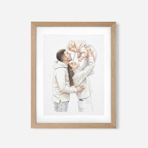 Custom Hand-Drawn Painting from photo, Custom Watercolor Family Portrait from photo, Custom Mother Father gift, Gift from Daugther