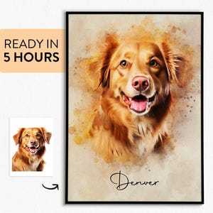Personalized Watercolor Pet Memorial Portraits from Pet Photo Custom Digital Dog Portrait Cat Portraits Birthday and Christmas gift