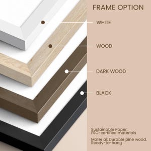 Frame Options: White Frame, Black Frame, Wooden Frame, Dark Wood Frame