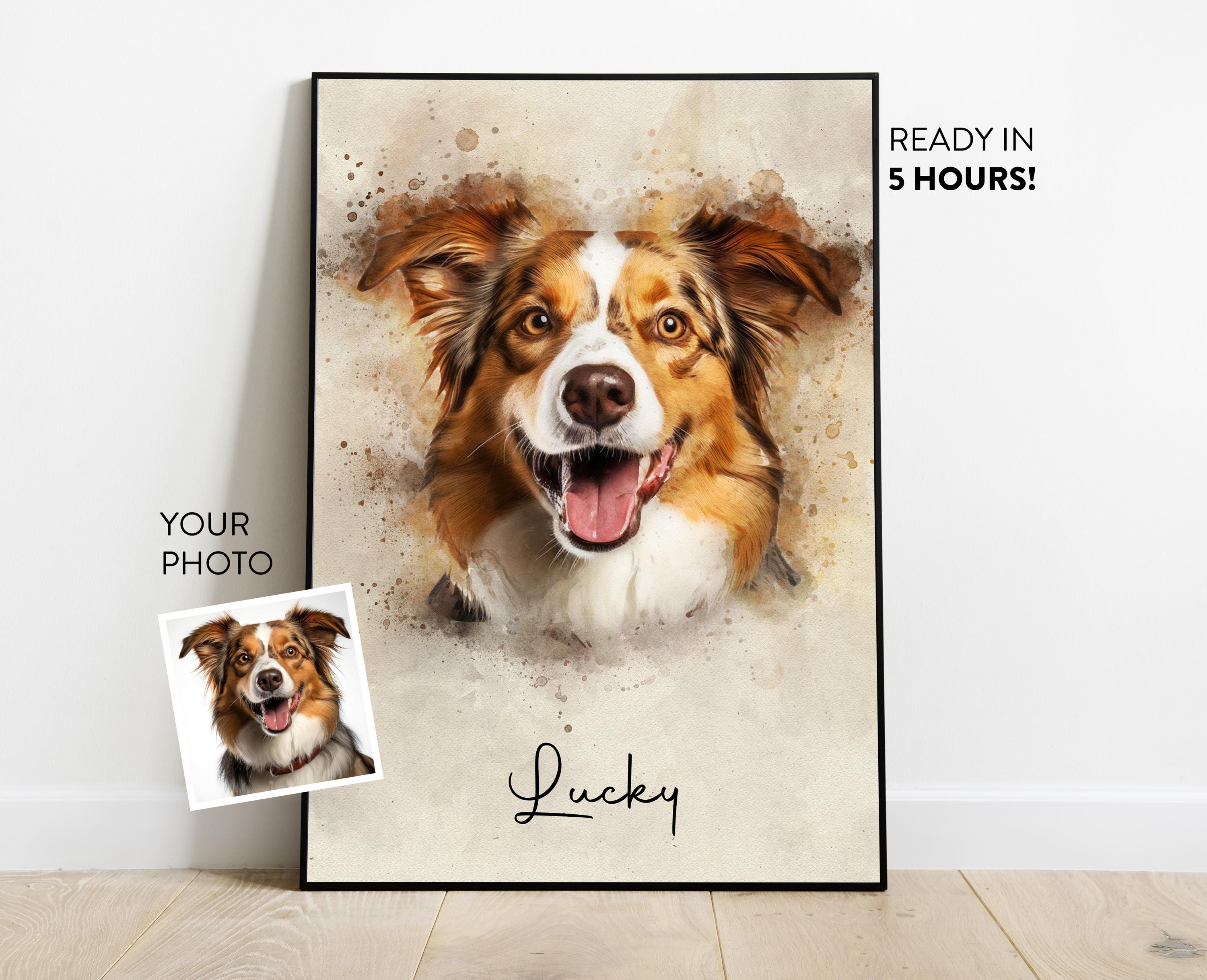 Personalized Digital Watercolor Dog Painting - Custom Pet Portrait ...