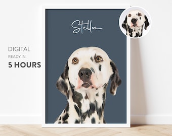 Digital Memorial Pet Portrait, Custom Pet Portrait, Pet Portrait From Photo, Dog Portrait, Custom Dog Portrait, Cat Portrait, Cat Mom Gift