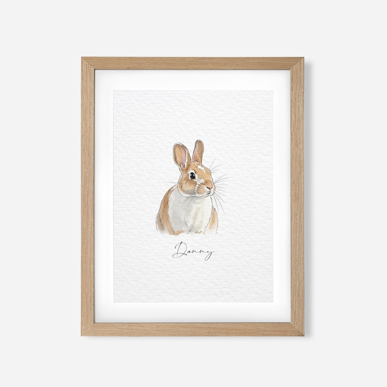 Custom Rabbit Portrait, Pet Portrait, Custom Bunny Portrait, Pet Memorial, Rabbit Lover Gift, Personalized Rabbit Painting, Rabbit Print