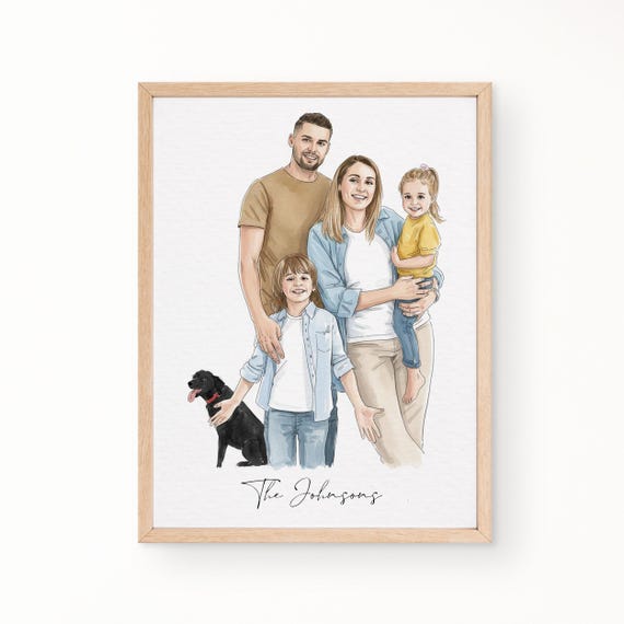 Custom Hand-Drawn Painting from photo, Custom Watercolor Family Portrait from photo, Personalized Mother Father gift, Gift from Daugther