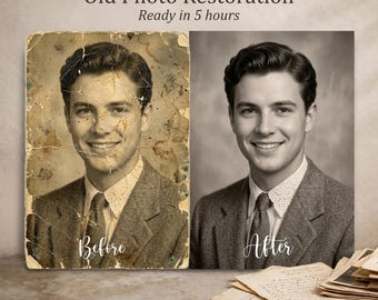 Old Photo Restoration Service | Repair, Enhance, Colorize | Vintage, Damaged, Family Photos | 5-Hour Digital Repair and Enhancement