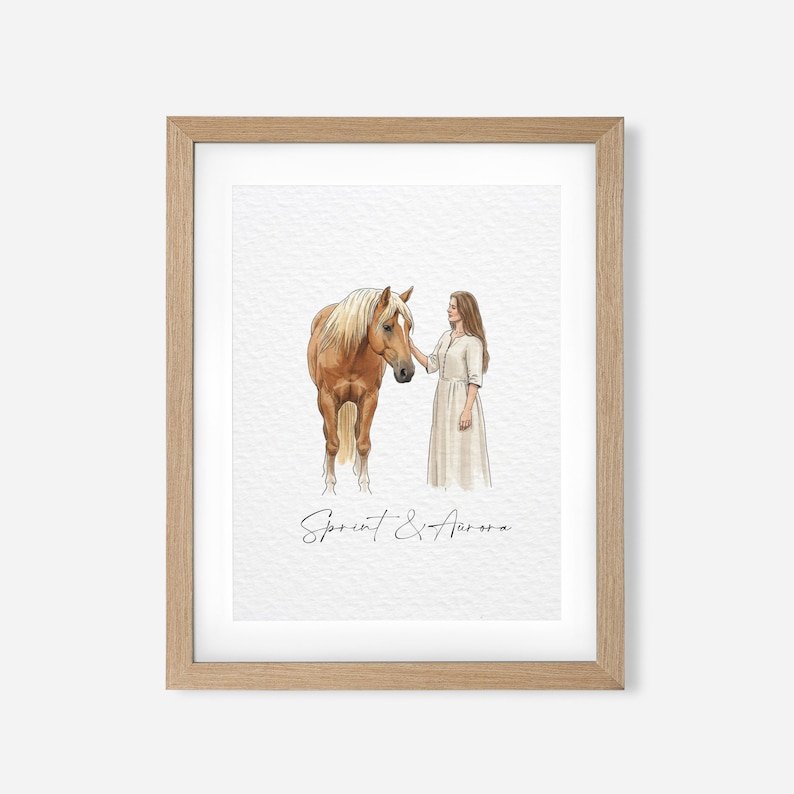 Personalized Horse Gift, Hand Drawn Custom Horse Portrait, Horse Lover Gift, Unique Gift for Horse, Equestrian Gifts, Horse Rider Gift