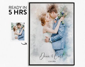 Personalized Watercolor Wedding Portrait from Photo