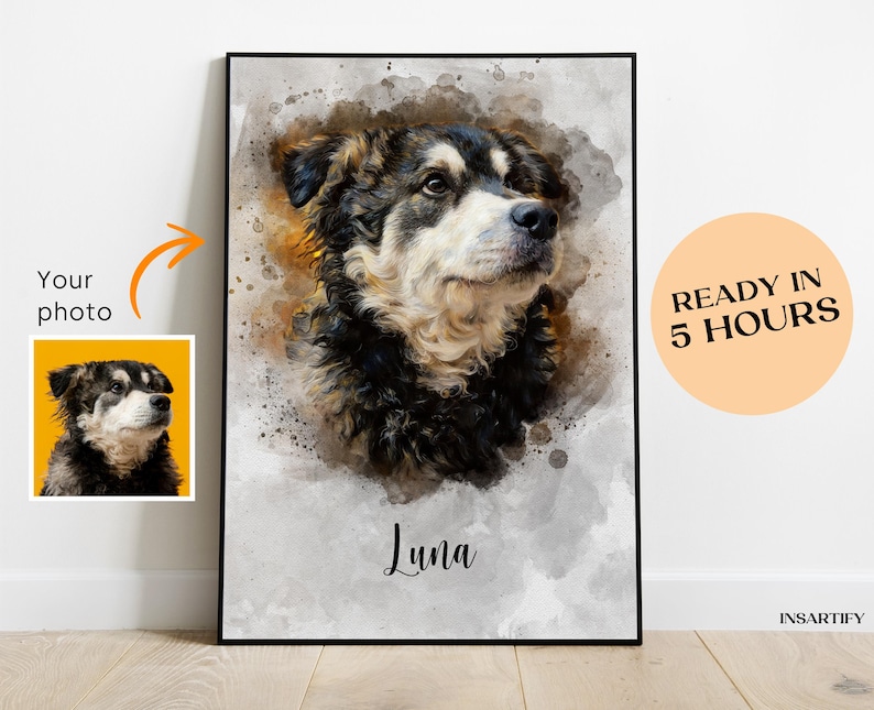 Custom Pet Portraits Using Pet Photo Personalized Digital Dog Portraits ...