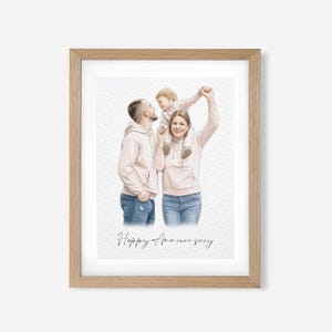 Custom Hand-Drawn Painting from photo, Custom Watercolor Family Portrait from photo, Custom Mother Father gift, Gift from Daugther