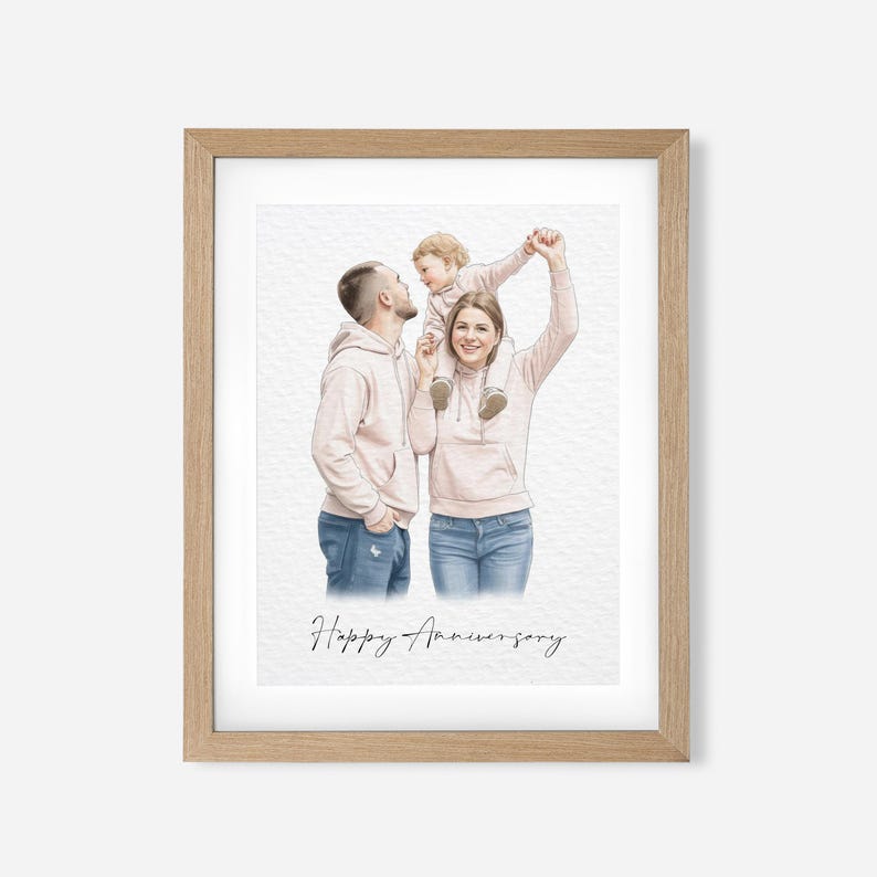 Custom Hand-Drawn Painting from photo, Custom Watercolor Family Portrait from photo, Custom Mother Father gift, Gift from Daugther
