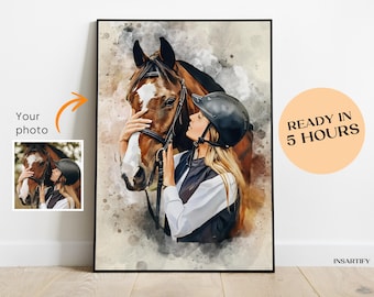 Personalisiertes Pferd Geschenk, Pferdeportrait, Pferd Liebhaber Geschenk, Einzigartiges Geschenk für Pferd, Pferd Geschenk, Reiter Geschenke, Reiter Geschenk