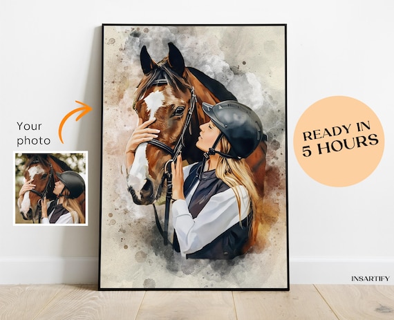 Personalized Horse Gift, Custom Horse Portrait, Horse Lover Gift, Unique Gift for Horse, Horse Gift, Equestrian Gifts, Horse Rider Gift