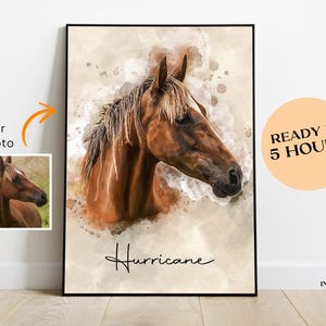 Regalos de caballos personalizados, retrato de mascota personalizado, regalo para amantes de los caballos, regalo pintado a mano para una chica que practica caballos, regalo ecuestre, regalo para jinetes
