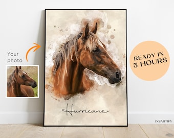 Personalized Horse Gifts, Custom Pet Portrait Painting, Horse Lover Gift, Handpainted Gift for Horse Girl, Equestrian Gift, Horse Rider Gift