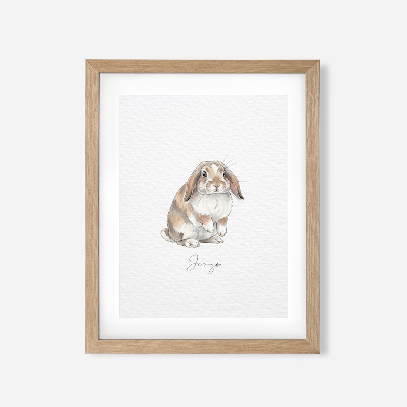 Custom Rabbit Portrait, Pet Portrait, Custom Bunny Portrait, Pet Memorial, Rabbit Lover Gift, Personalized Rabbit Painting, Rabbit Print