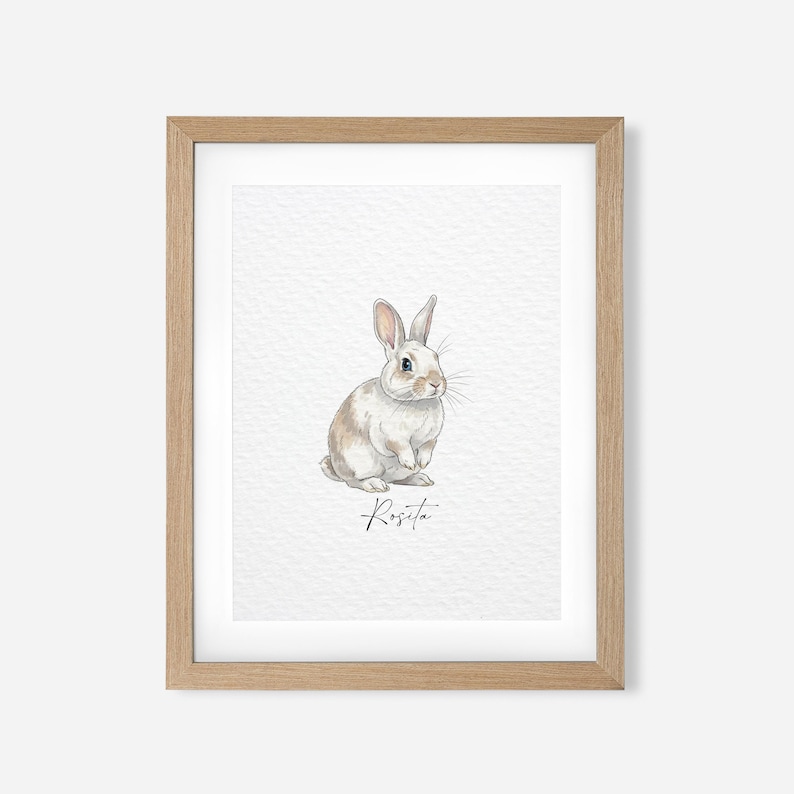 Custom Rabbit Portrait, Pet Portrait, Custom Bunny Portrait, Pet Memorial, Rabbit Lover Gift, Personalized Rabbit Painting, Rabbit Print