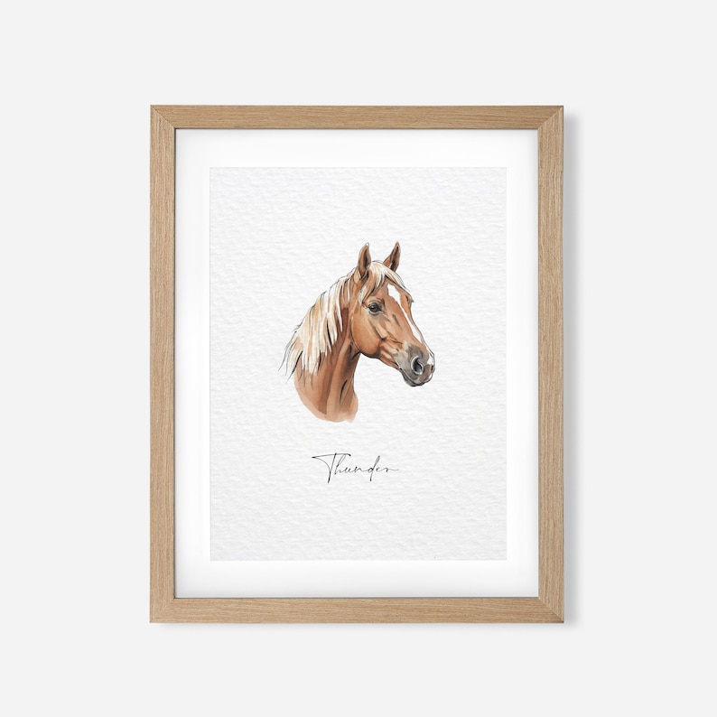 Personalized Horse Gift, Hand Drawn Custom Horse Portrait, Horse Lover Gift, Unique Gift for Horse, Equestrian Gifts, Horse Rider Gift