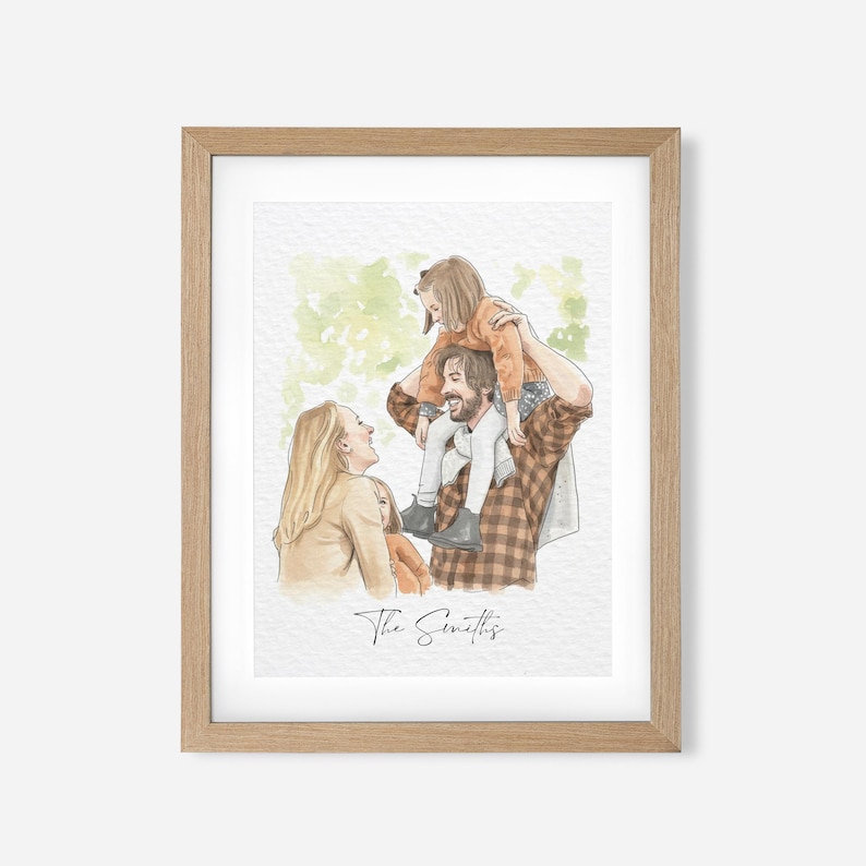 Custom Hand-Drawn Painting from photo, Custom Watercolor Family Portrait from photo, Custom Mother Father gift, Gift from Daugther