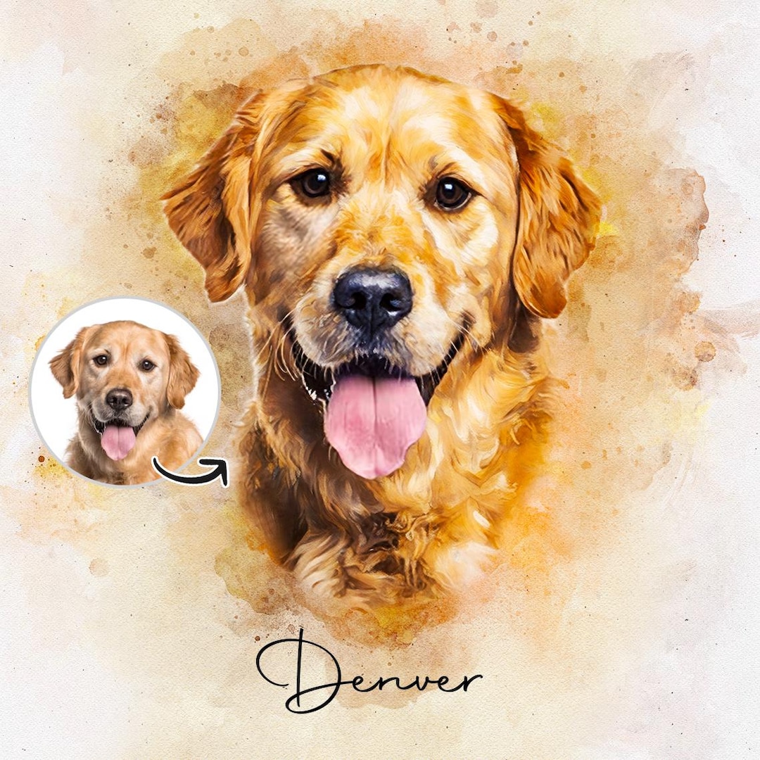 Pet Portraits Personalized Watercolor From Photo, Custom Dog and Cat ...