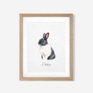 Custom Rabbit Portrait, Pet Portrait, Custom Bunny Portrait, Pet Memorial, Rabbit Lover Gift, Personalized Rabbit Painting, Rabbit Print