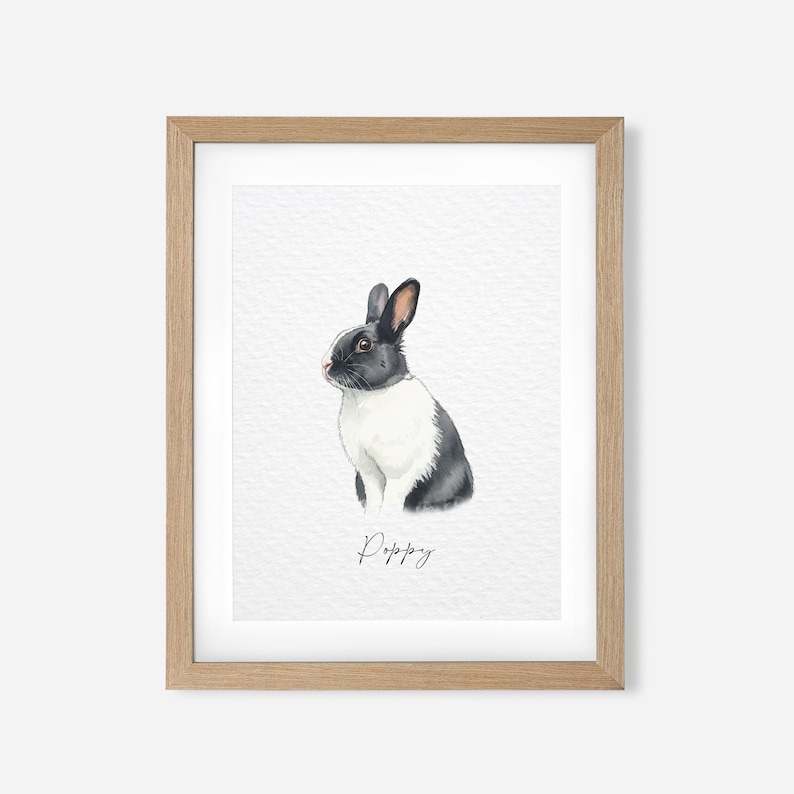 Custom Rabbit Portrait, Pet Portrait, Custom Bunny Portrait, Pet Memorial, Rabbit Lover Gift, Personalized Rabbit Painting, Rabbit Print