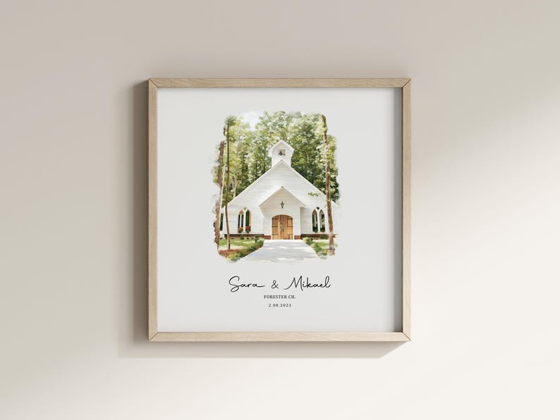 Custom Wedding Venue Watercolor Painting, Anniversary Gift (digital ...