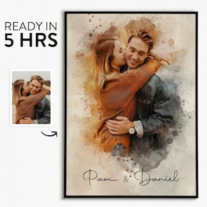 Couple portrait, gift for couple, watercolor portrait, engagement drawing, boyfriend portrait, family portrait, custom gift, valentine Gift