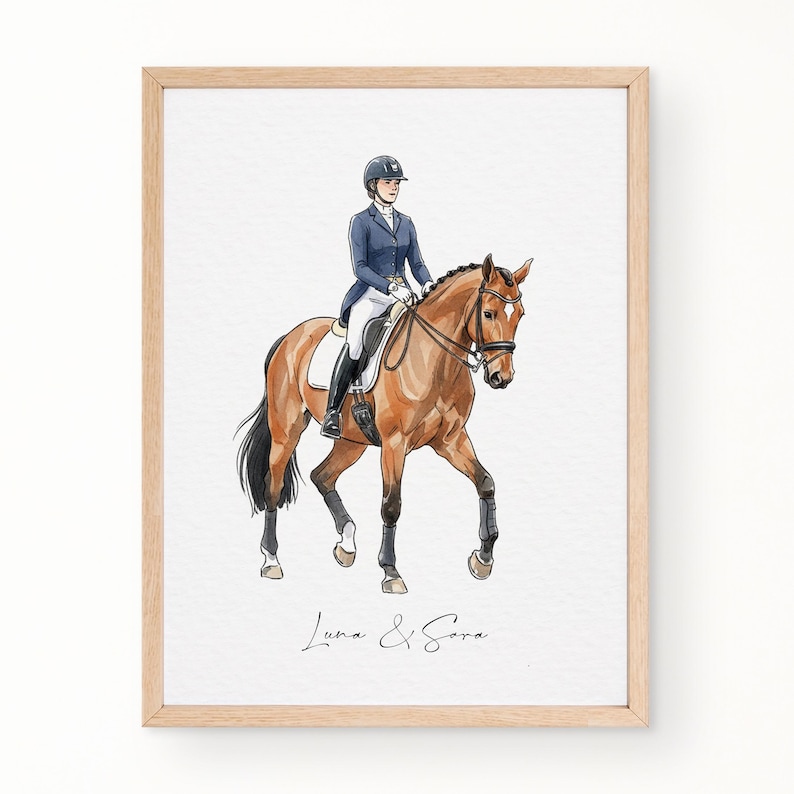 Personalized Horse Gift, Hand Drawn Custom Horse Portrait, Horse Lover Gift, Unique Gift for Horse, Equestrian Gifts, Horse Rider Gift