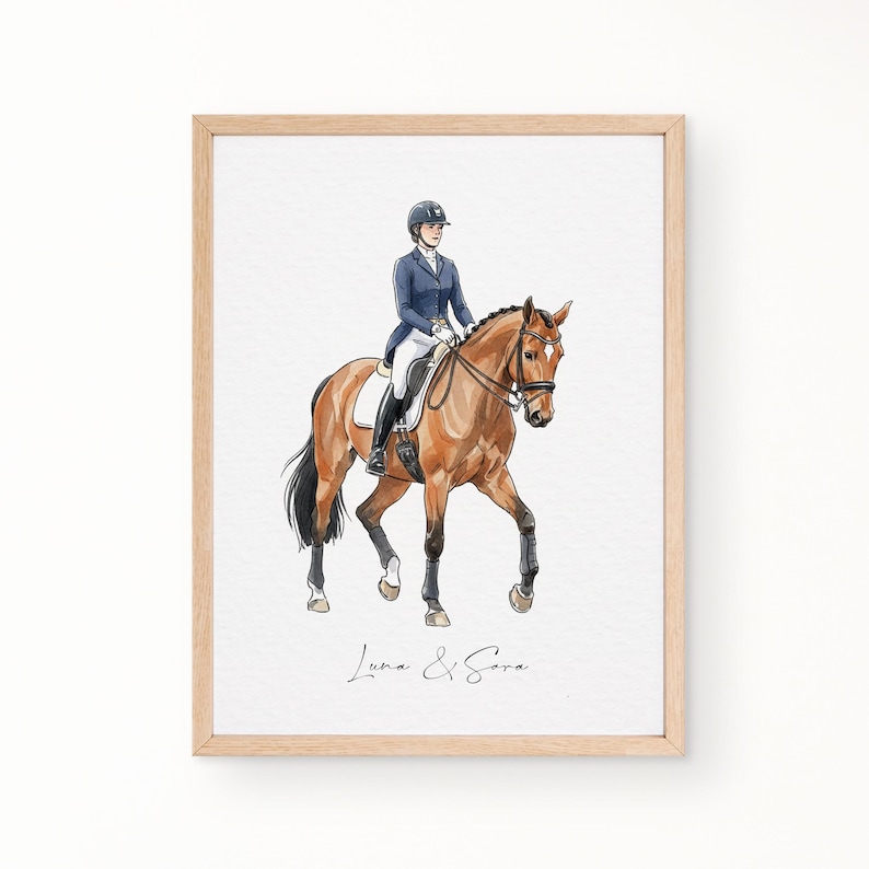 Personalized Horse Gift, Hand Drawn Custom Horse Portrait, Horse Lover Gift, Unique Gift for Horse, Equestrian Gifts, Horse Rider Gift