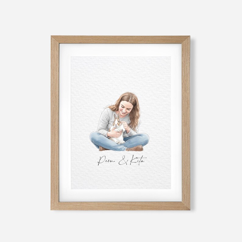 Custom Rabbit Portrait, Pet Portrait, Custom Bunny Portrait, Pet Memorial, Rabbit Lover Gift, Personalized Rabbit Painting, Rabbit Print