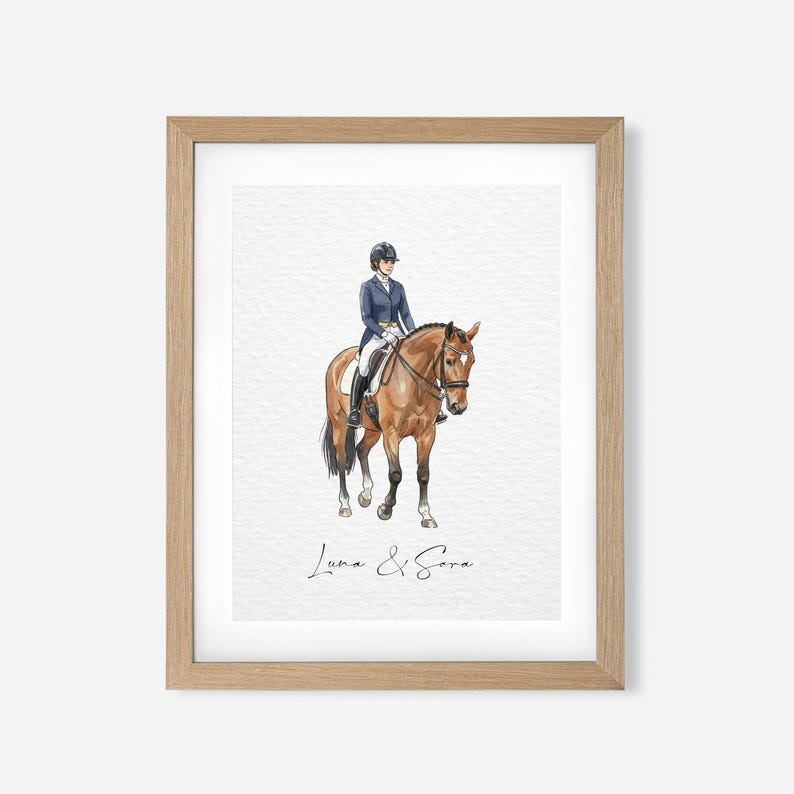 Personalized Horse Gift, Hand Drawn Custom Horse Portrait, Horse Lover Gift, Unique Gift for Horse, Equestrian Gifts, Horse Rider Gift