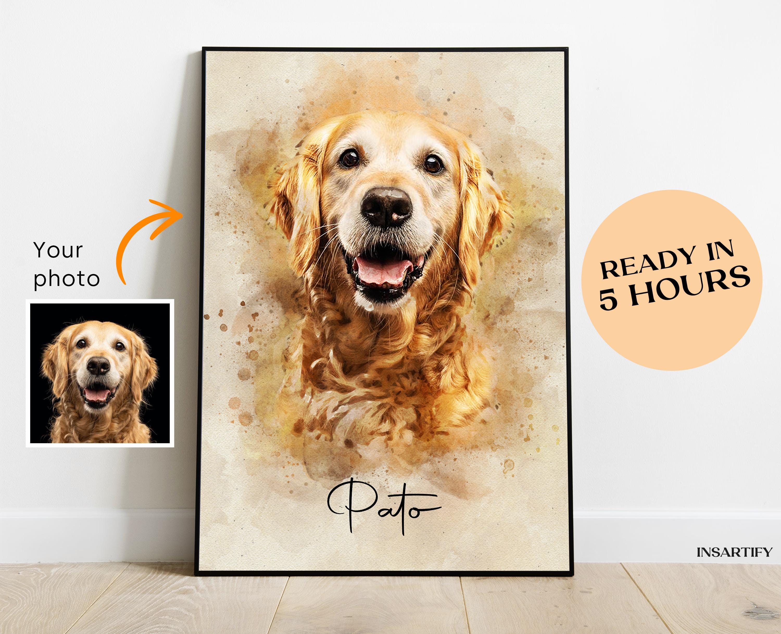Retratos digitales personalizados de mascotas a partir de fotos, pintura personalizada de perros y gatos, regalo conmemorativo, arte decorativo de pared.