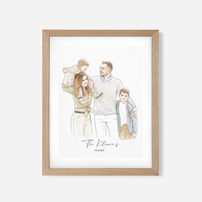 Custom Hand-Drawn Painting from photo, Custom Watercolor Family Portrait from photo, Custom Mother Father gift, Gift from Daugther