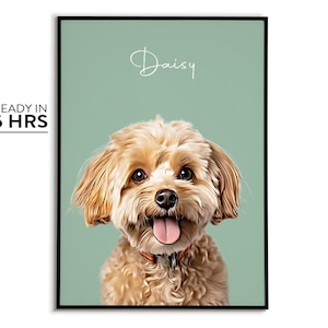 Personalized Pet Portrait from photo, Digital Custom Dog Cat gift Paint Portraits hand drawn