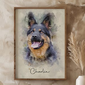 Personalized Digital Pet Portraits from photo, Custom Dog and Cat painting gift memorial decorative wall art.